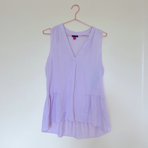 Vince Camuto Sheer Lavender Linen Blouse NEW - Picture 3 of 4